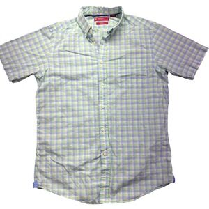 Cremieux Classics Button Down Shirt Short Sleeve Plaid‎ Slim Fit M Boho Preppy